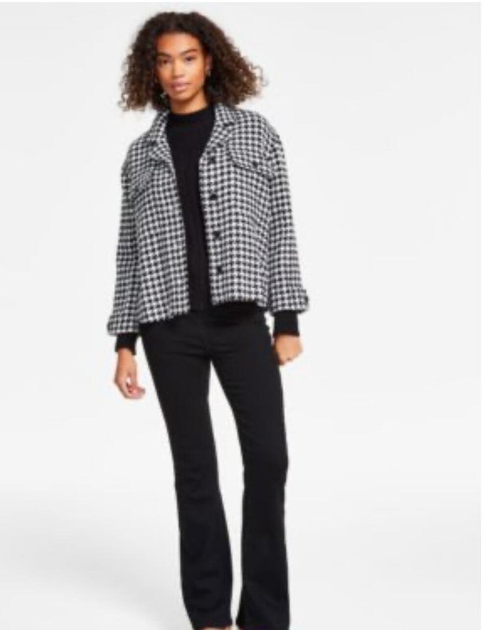 Chic Talbots Houndstooth Cropped Jacket - Classic Style!